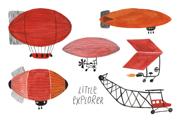 一组儿童飞艇和飞机图片下载