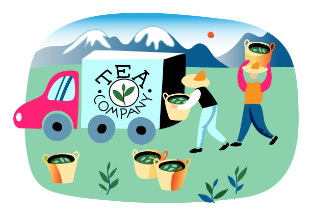 一名男子在公司车上装绿茶袋子图片下载