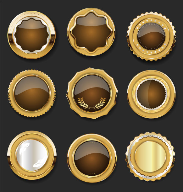 金色徽章和标签的收藏复古风格图片下载