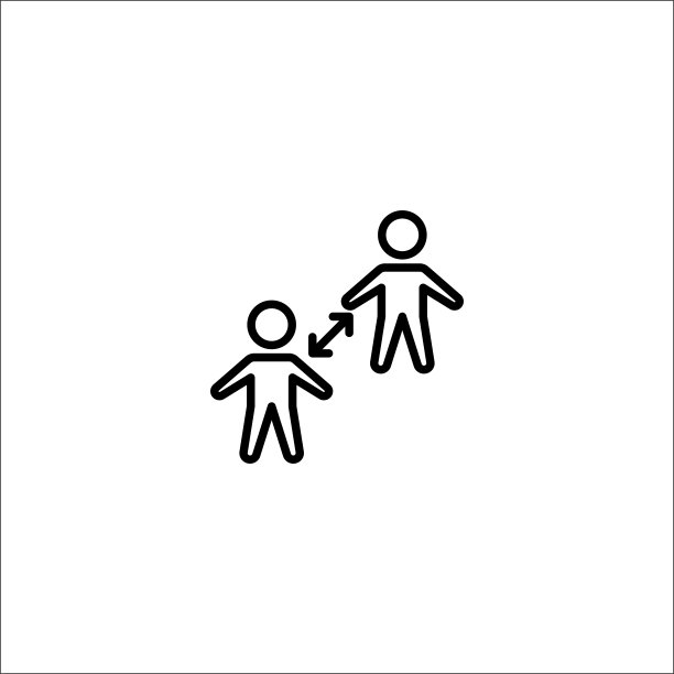 保持社交距离图标矢量图图片下载