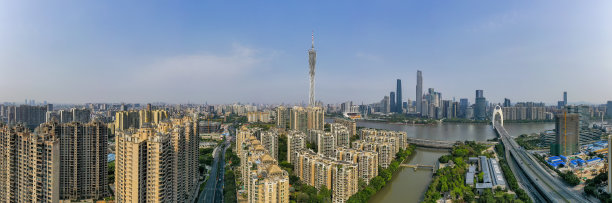 中国广州珠江两岸CBD航拍照片图片下载