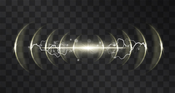 激光银光矢量闪光。运动效果和光爆炸与闪光的火花和闪光的回声波在黑暗的背景。大功率氖流高速粒子。高科技定位器，探测器。图片下载