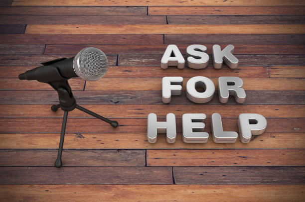 麦克风与要求帮助字- 3D渲染图片下载