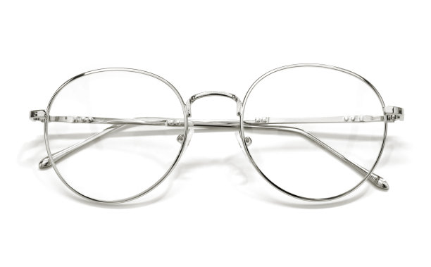 金属框架的现代银色书呆子眼镜图片下载