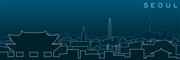 首尔多线、天际线和地标图片下载