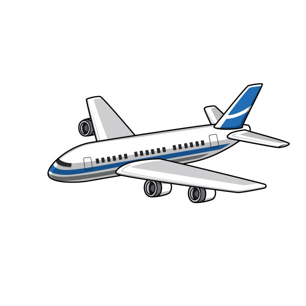 矢量插图的商业飞机孤立在白色背景。素材图片
