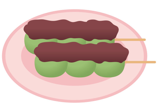 日本传统甜品香叶团子，香叶饺子，红豆沙和圆盘图片下载