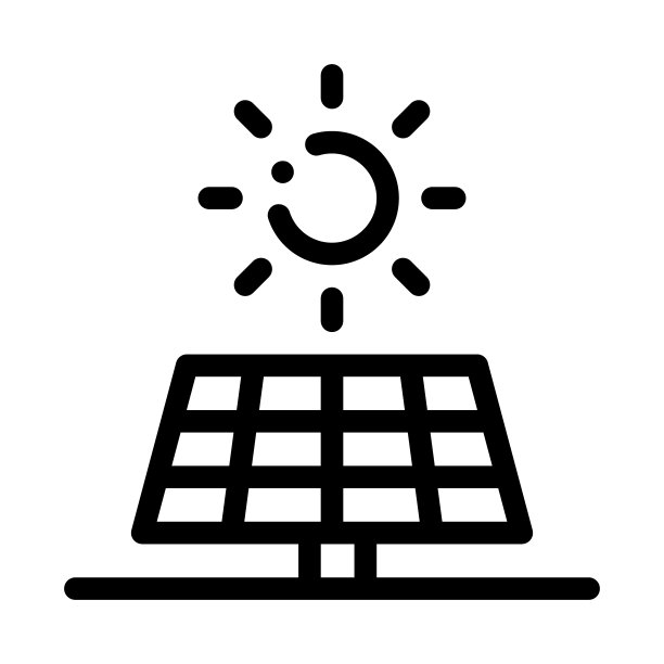 太阳对电池作用的图标矢量轮廓插图图片下载