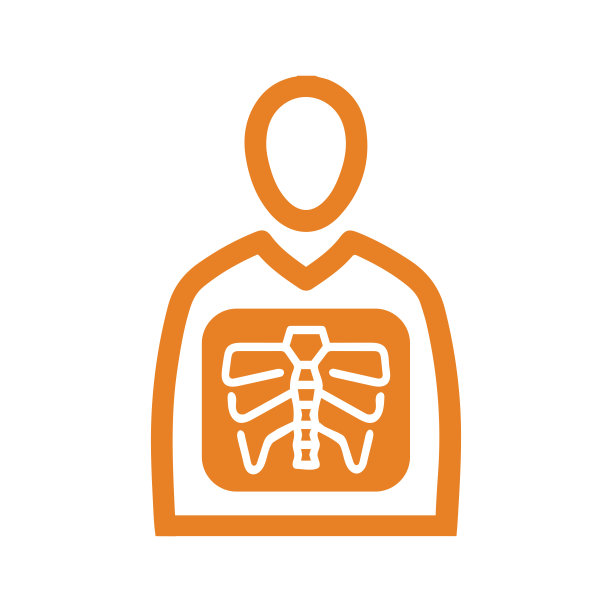 x射线图标，骨骼，病人，放射科，x射线，橙色版本图片下载