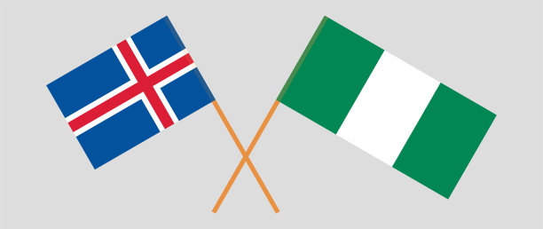 尼日利亚和冰岛的交叉国旗图片下载