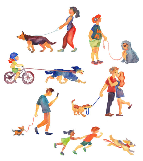 带着狗出去散步的人图片下载