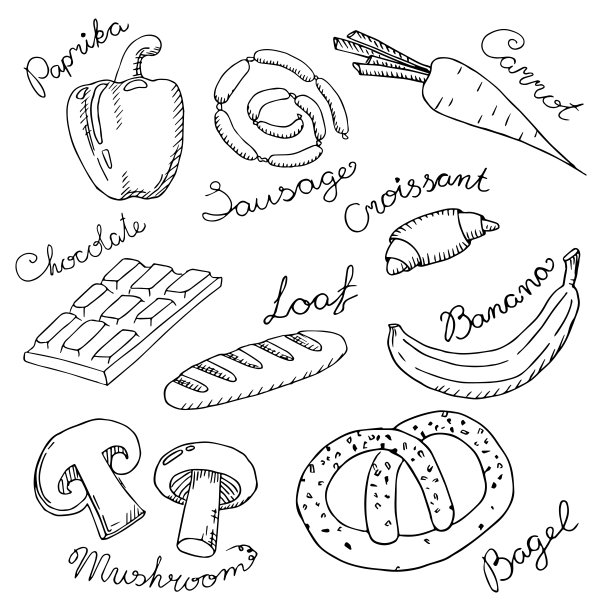 一套用笔画食图片下载