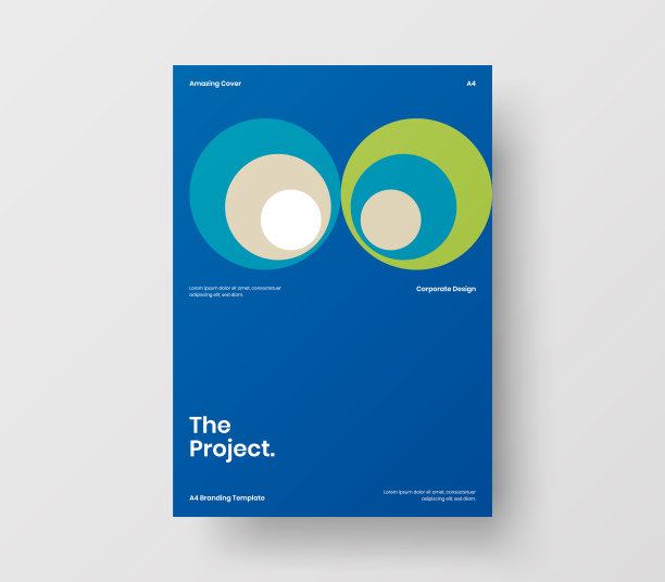 惊人的业务表示向量A4垂直方向的首页模拟。现代企业报表封面抽象几何插图设计布局。公司身份手册模板。图片下载