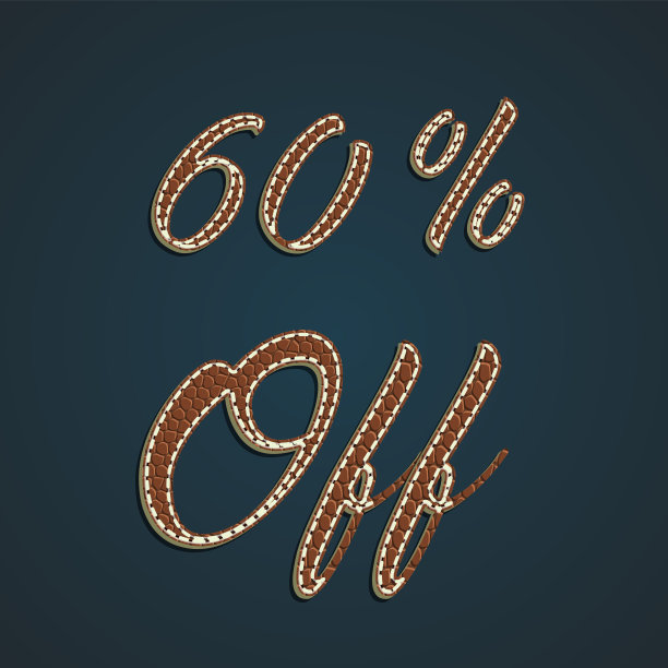 逼真的皮革百分比设置，矢量插图图片下载