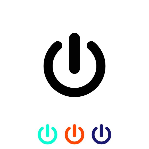 关机按钮或电源开关矢量。简单，平面设计的网页或移动应用程序图标设置在现代色彩的设计概念，孤立的白色背景。每股收益10向量。图片下载