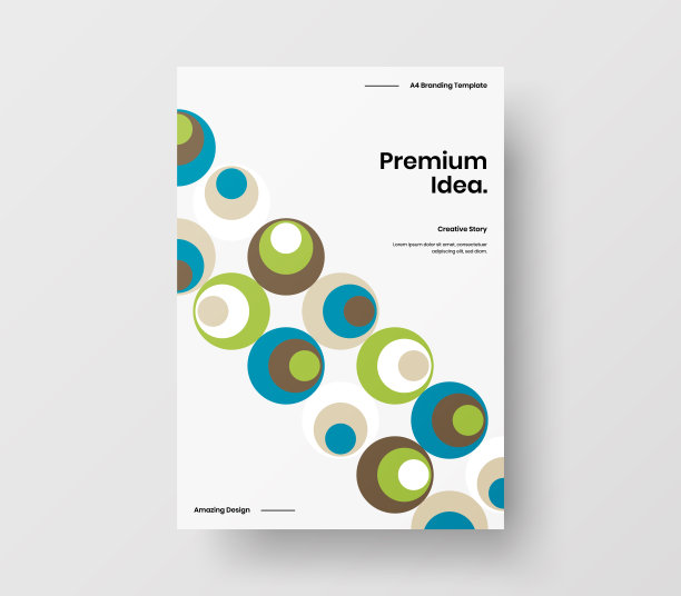 惊人的业务表示向量A4垂直方向的首页模拟。现代企业报表封面抽象几何插图设计布局。公司身份手册模板。图片下载