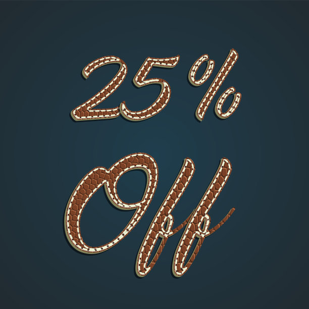 逼真的皮革百分比设置，矢量插图图片下载