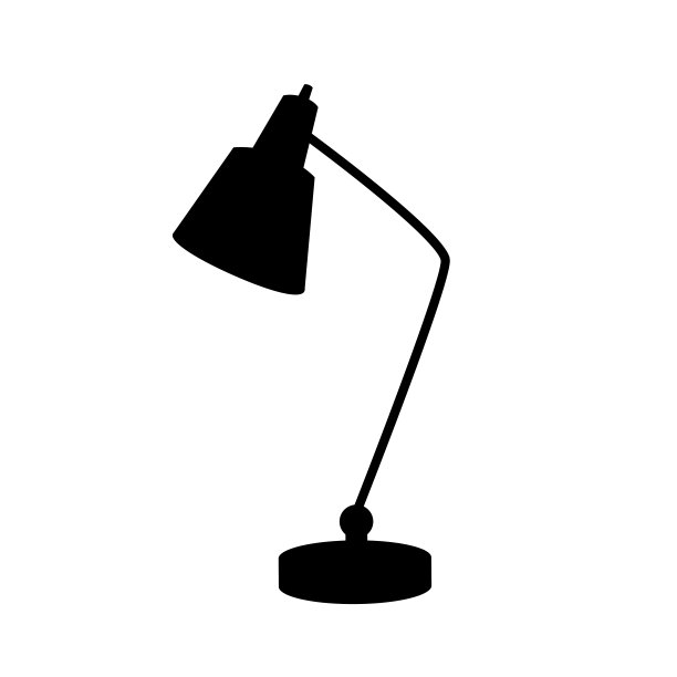 黑色卡通落地灯灯光图标剪影家电室内家具。图片下载