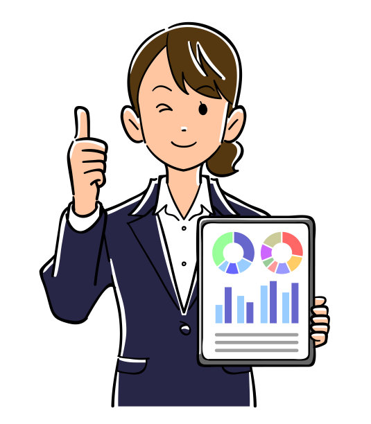 一个穿西装的女人拿着一个平板电脑，竖起大拇指图片下载
