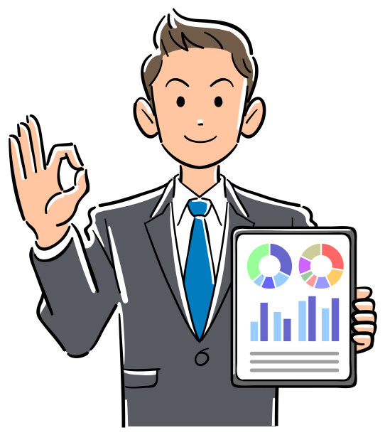 商人拿着一台平板电脑，做出一个OK的手势图片下载