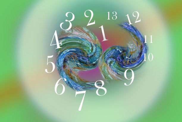 在数字命理学中，绿色背景下的白色数字围绕着抽象的数字图片下载