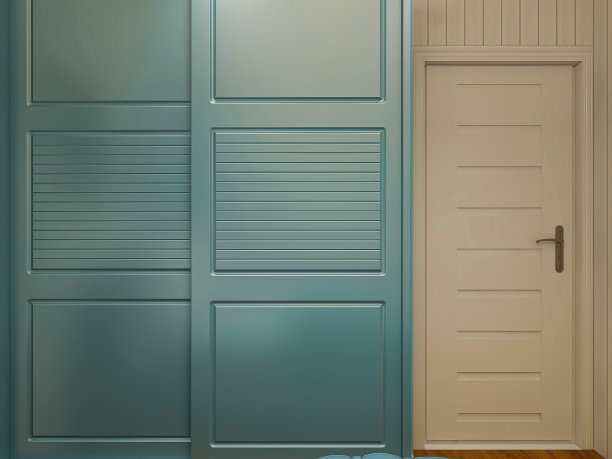 3D渲染，地中海风格的卧室设计，大床配大衣柜，电视，地毯等，非常舒适和放松。图片下载