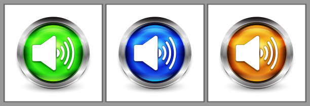 音量扬声器图标现代眼球圆形按钮设置插图图片下载