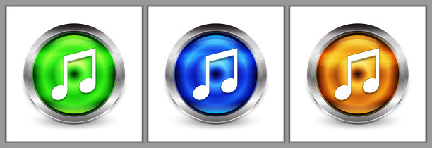 音乐笔记图标现代眼球圆形按钮设置插图图片下载