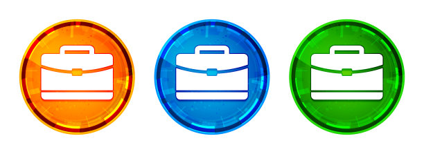 公文包图标闪亮抽象圆形按钮设置插图图片下载