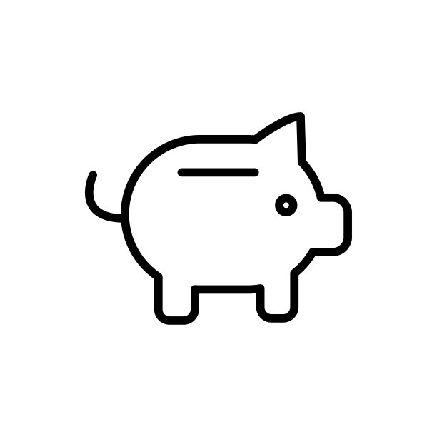 简约小猪储蓄罐线条图标图片下载