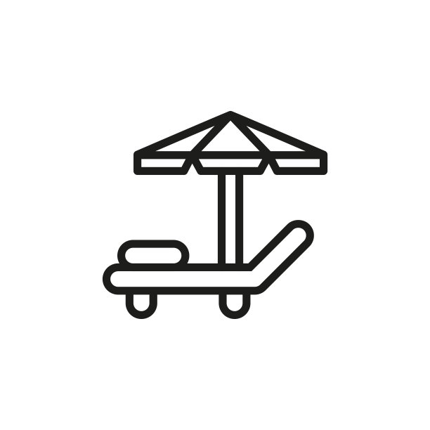 简单的日光浴床线条图标。图片下载