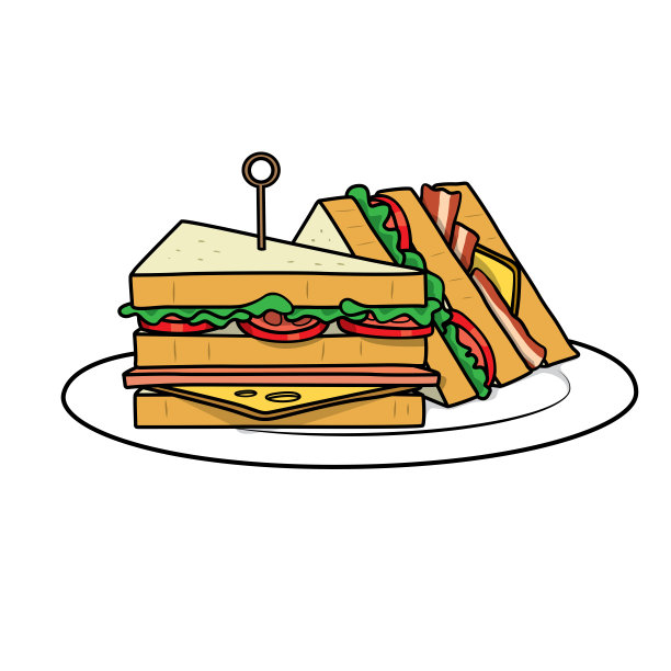 矢量插图的三明治孤立在白色背景上的儿童着色活动工作表/工作簿。图片下载