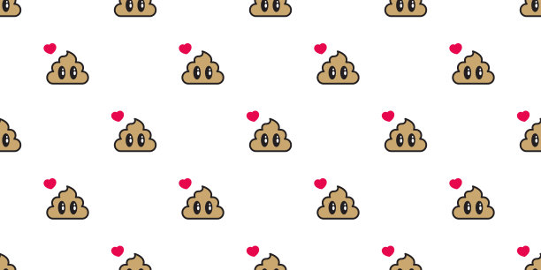 便便无缝图案心向量马桶图标围巾孤立的小狗重复墙纸瓷砖背景卡通插图设计图片下载