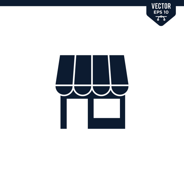 商店前面或商店图标收集，字形风格图片下载