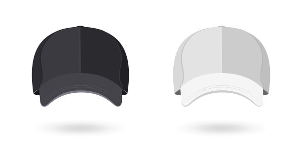 黑白棒球帽孤立在白色背景。你的公司的品牌和广告模型。前视图。矢量图图片下载