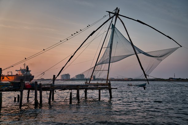 印度科钦的中国渔网图片下载