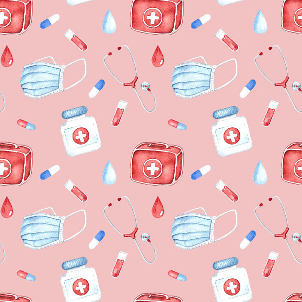 适用于医疗器械、水彩无缝图案图片下载