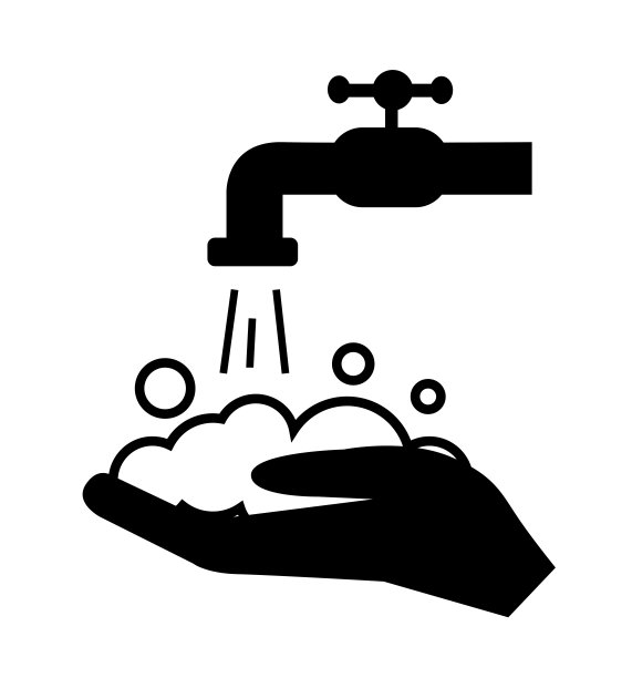 洗手线剪影图标手下水龙头矢量插图个人卫生消毒皮肤护理抗菌洗涤。图片下载