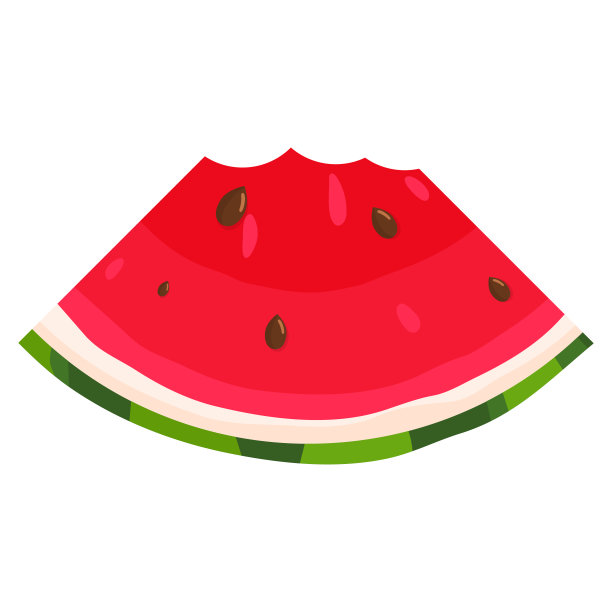 新鲜切薄片西瓜水果孤立在白色的背景。夏日水果，健康生活方式。有机水果。卡通风格。矢量插图为任何设计。图片下载