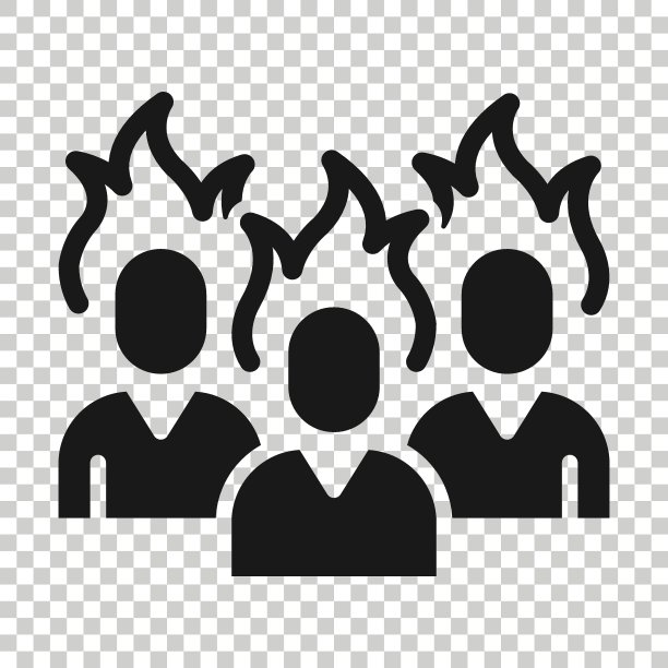 扁平风格的火焰头图标。在白色孤立背景上的压力表达矢量图示。健康问题业务概念。图片下载