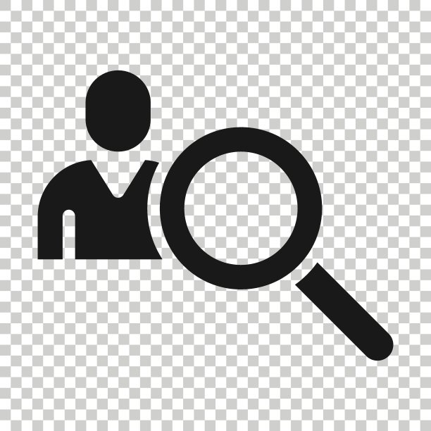 搜索职位空缺图标在平面风格。放大镜职业矢量插图在白色孤立的背景。用人单位的经营理念。图片下载