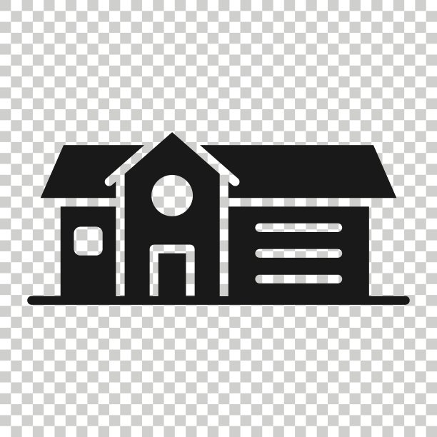 扁平风格的建筑图标。白色孤立背景上的房屋矢量图。房屋商业概念。图片下载