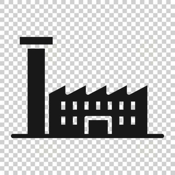 扁平风格的工厂建筑图标。白色背景下的工业矢量插图。制造业工厂商业概念。图片下载