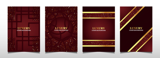 设置豪华豪华封面布局设计模板与红色和金色线。图片下载