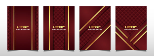 设置豪华豪华封面布局设计模板与红色和金色线。图片下载