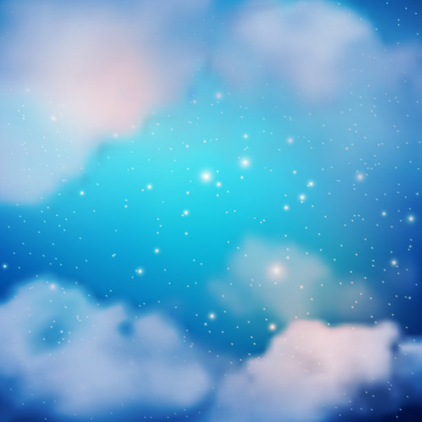 深空背景与闪亮的星星。神奇的夜晚，深蓝色的天空中闪烁着星星和云彩。晚上星空”n图片下载