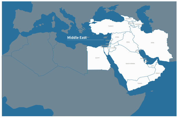 中东国家矢量地图。中东大陆地图图片下载