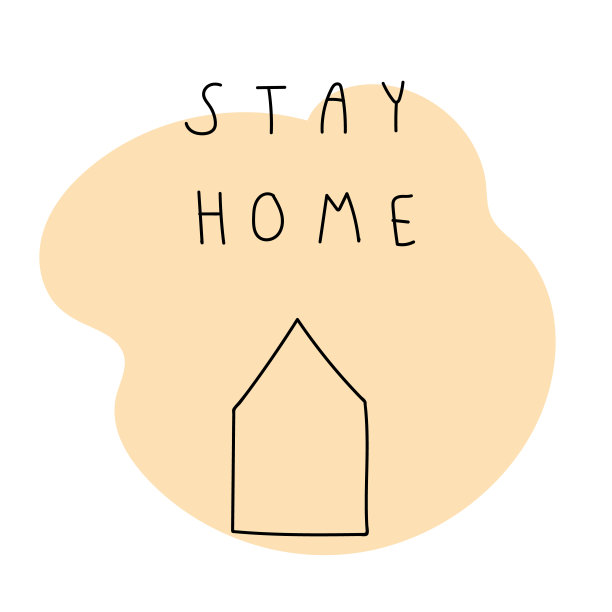 快乐的home图标与矢量文本呆在家里图片下载