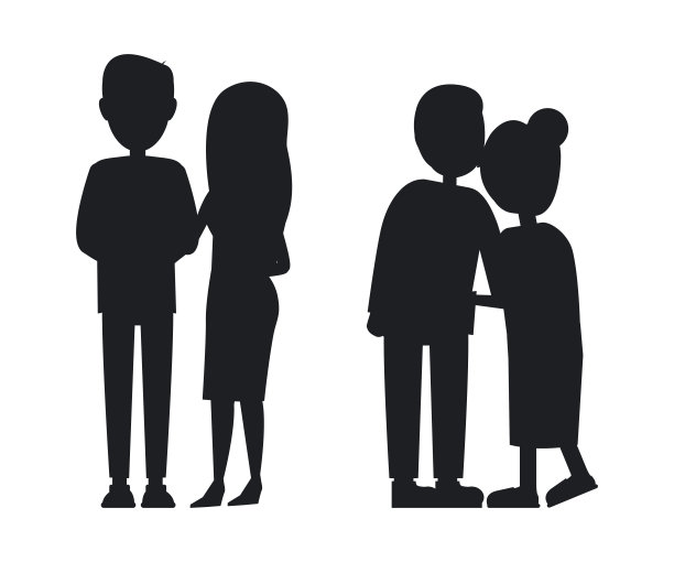 年轻和年老的家庭剪影的抽象旗帜图片下载