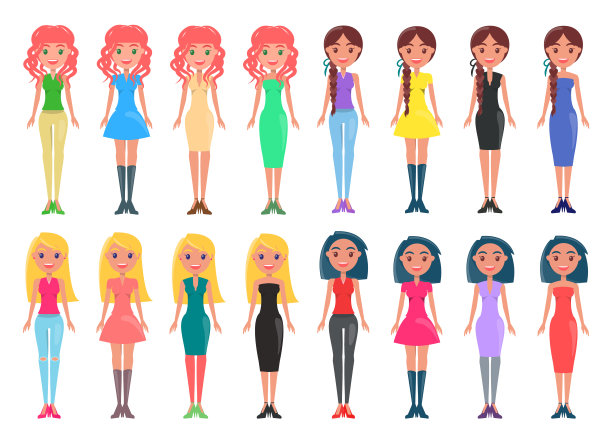 时尚的女人在休闲和优雅的套装图片下载